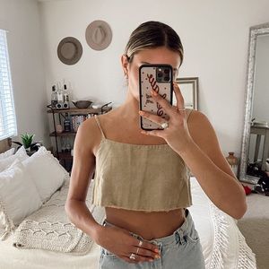 Linen Crop Tank Top